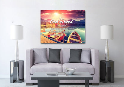 For God So Loved The World Wall Art Canvas Print - Christian Canvas Wall Art