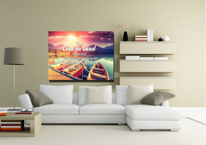 For God So Loved The World Wall Art Canvas Print - Christian Canvas Wall Art