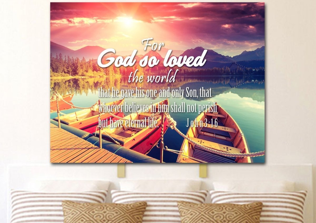 For God So Loved The World Wall Art Canvas Print - Christian Canvas Wall Art