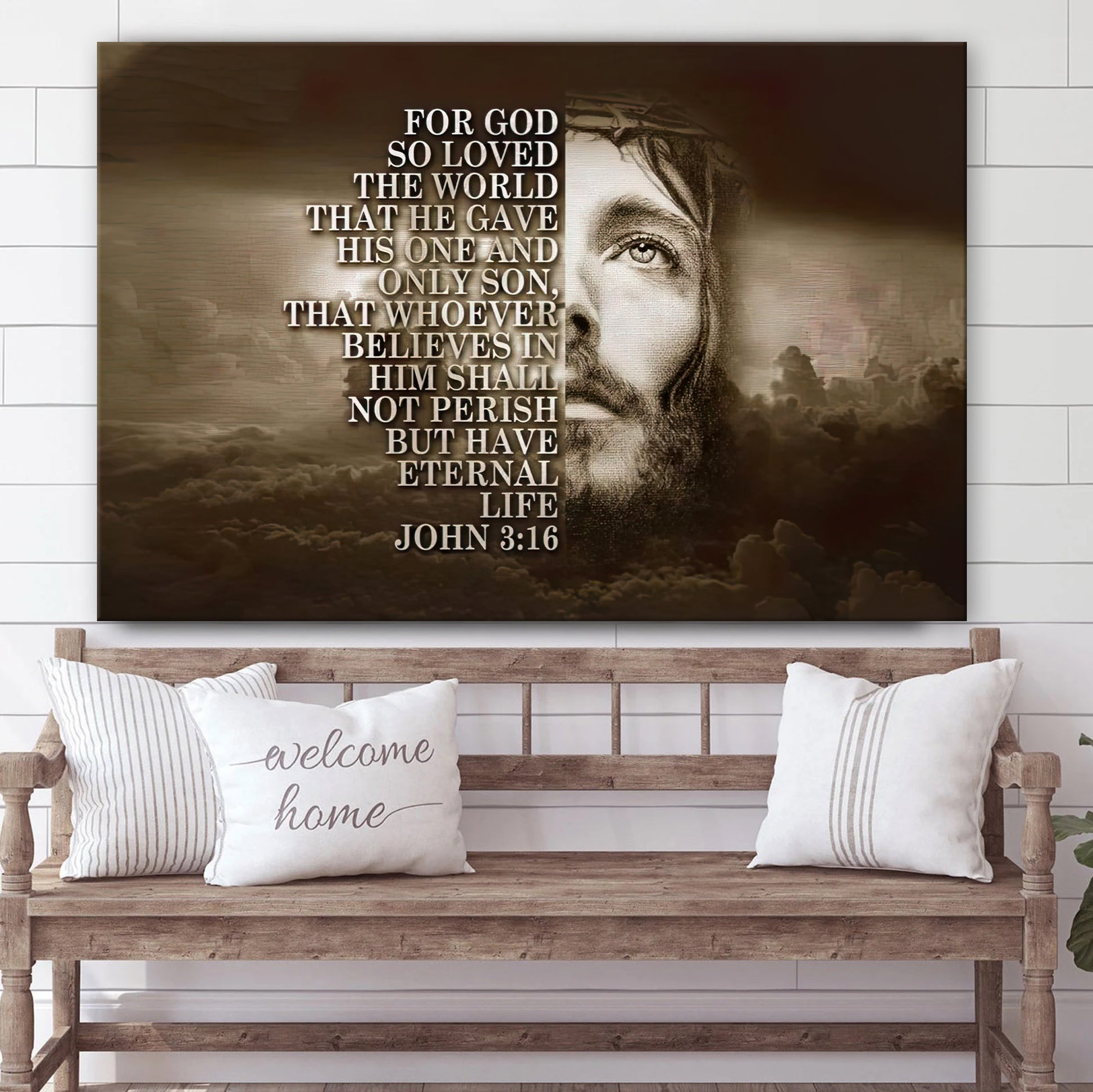 For God So Loved the World John 316 Bible Verse Wall Art Canvas Print