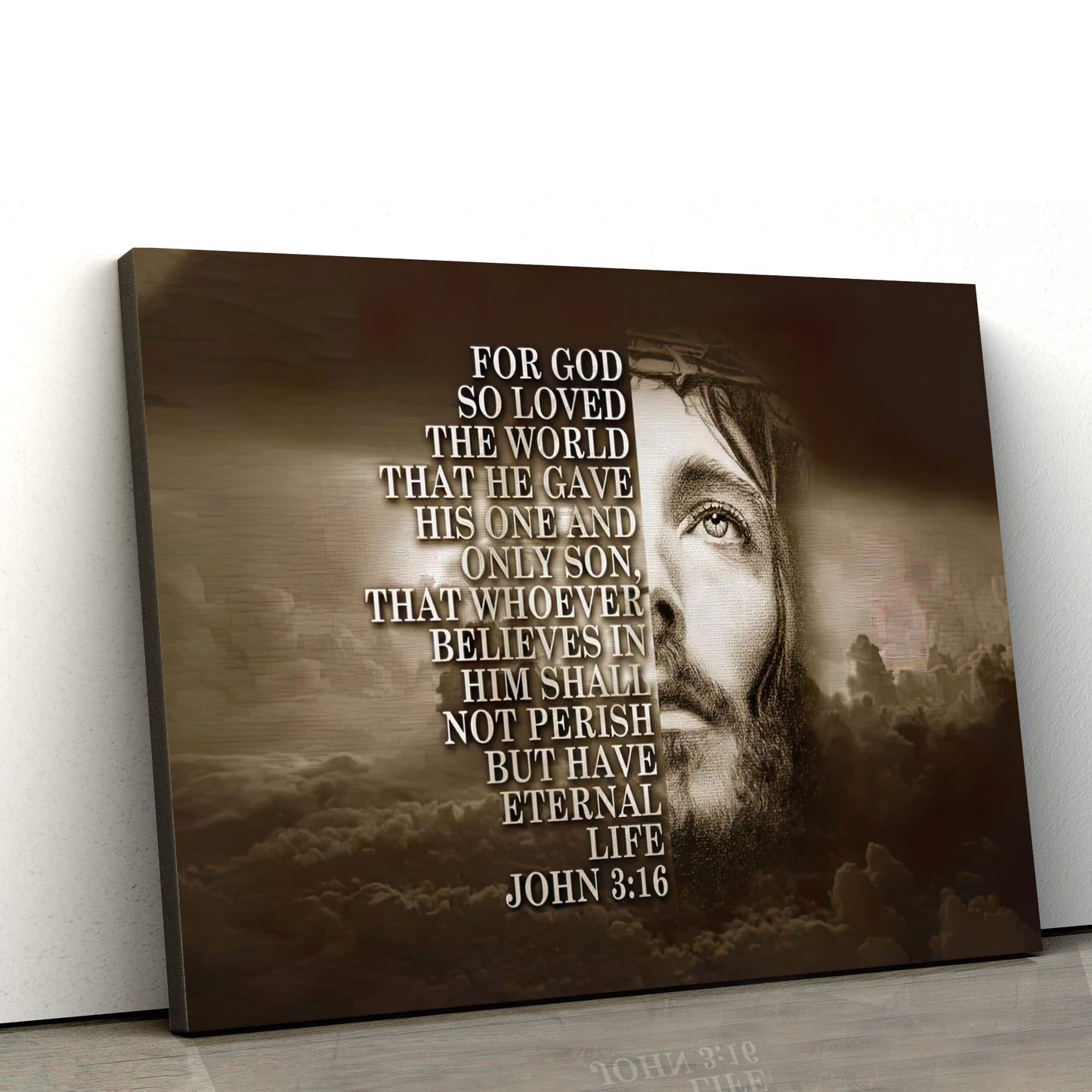 For God So Loved the World John 316 Bible Verse Wall Art Canvas Print