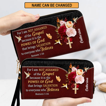For I Am Not Ashamed Of The Gospel Clutch Purse For Women - Personalized Name - Christian Gifts For Women