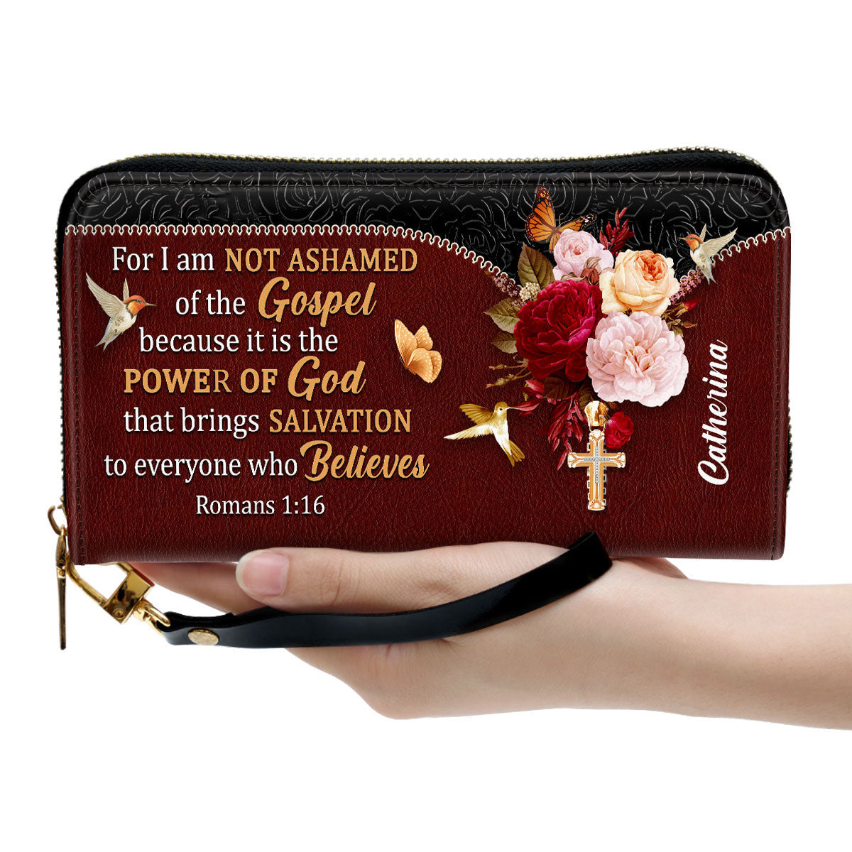 For I Am Not Ashamed Of The Gospel Clutch Purse For Women - Personalized Name - Christian Gifts For Women