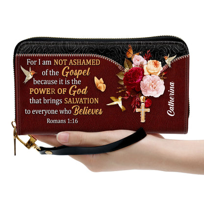 For I Am Not Ashamed Of The Gospel Clutch Purse For Women - Personalized Name - Christian Gifts For Women