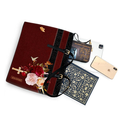 For I Am Not Ashamed Of The Gospel Personalized Pu Leather Tote Bag For Women - Mom Gifts For Mothers Day