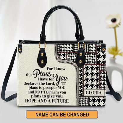 For I Know The Plans I Have For You Jeremiah 2911 Personalized Leather Handbag With Handle