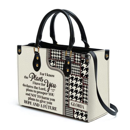 For I Know The Plans I Have For You Jeremiah 2911 Personalized Leather Handbag With Handle