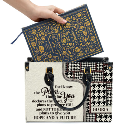 For I Know The Plans I Have For You Jeremiah 2911 Personalized Leather Handbag With Handle