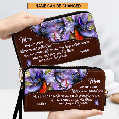 For Mom May The Lord Give You His Peace Clutch Purse For Women - Personalized Name - Christian Gifts For Women