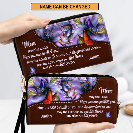 For Mom May The Lord Give You His Peace Clutch Purse For Women - Personalized Name - Christian Gifts For Women