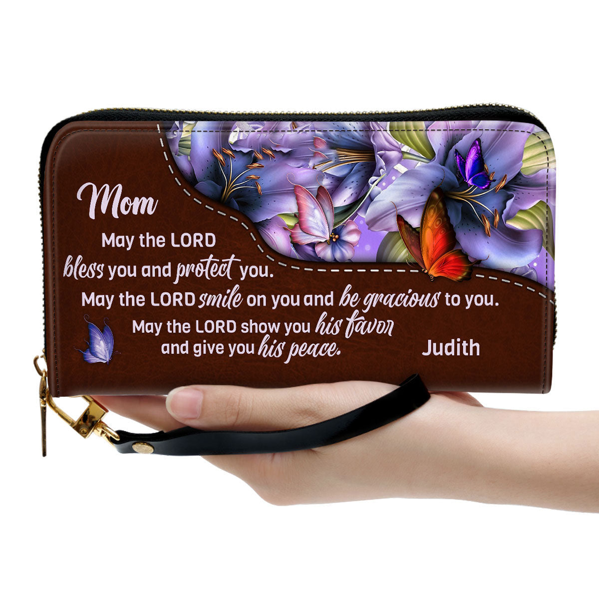 For Mom May The Lord Give You His Peace Clutch Purse For Women - Personalized Name - Christian Gifts For Women