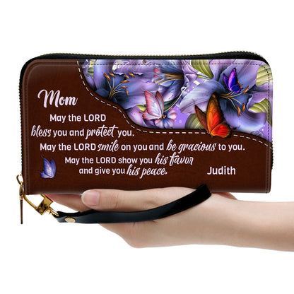 For Mom May The Lord Give You His Peace Clutch Purse For Women - Personalized Name - Christian Gifts For Women
