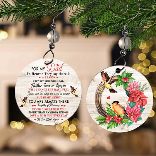 For My Dad In Heaven Ceramic Circle Ornament - Decorative Ornament - Christmas Ornament