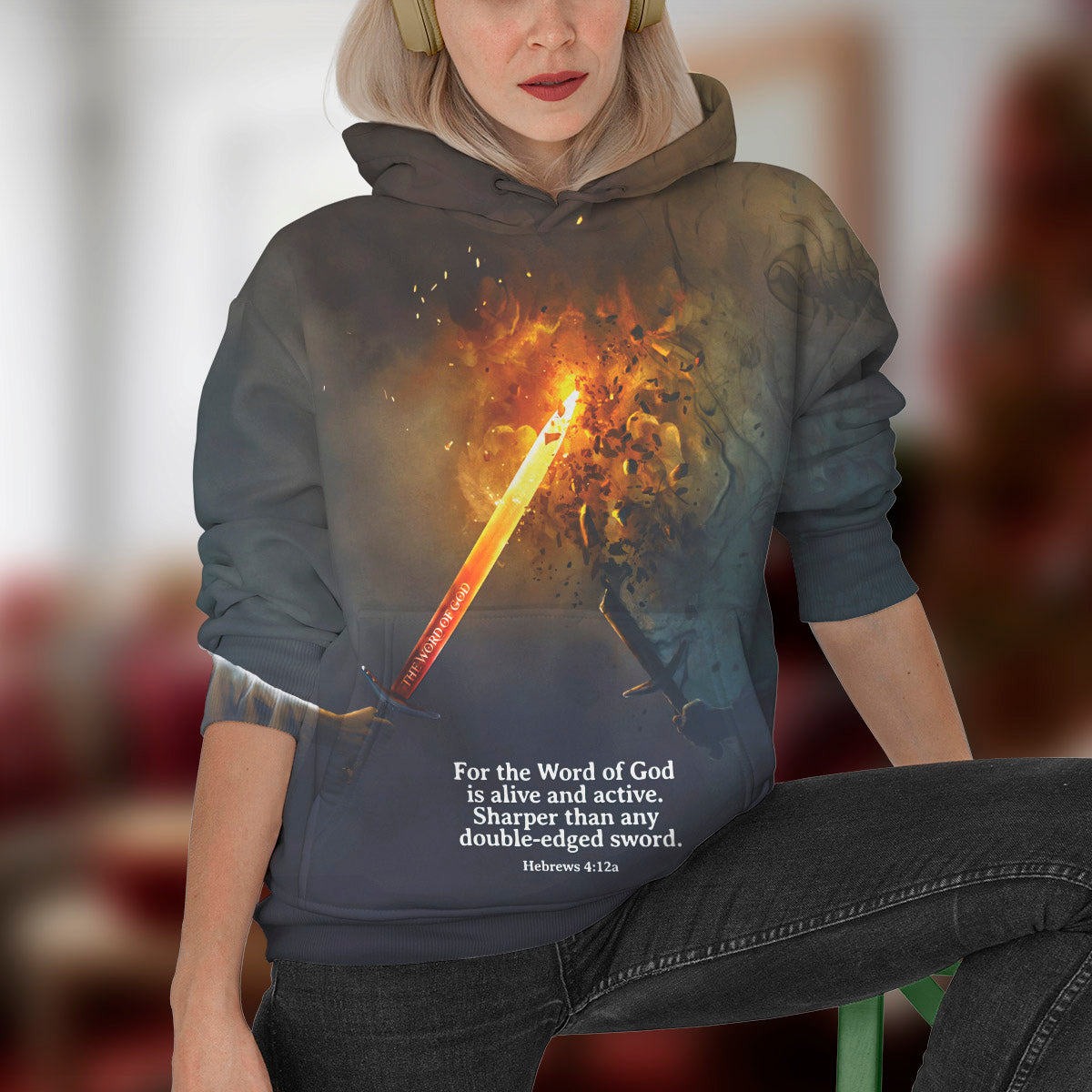 For The Word Of God Is Alive And Active. Sharper Than Any Double-Edged Sword Hebrews 4 12 Christian Hoodie 3d