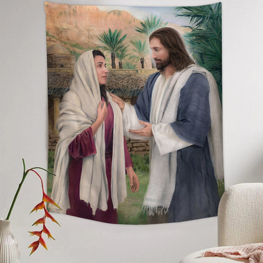 For They Shall Be Comforted Tapestry - Jesus Picture - Religious Tapestry - Christian Tapestry Wall Hangings