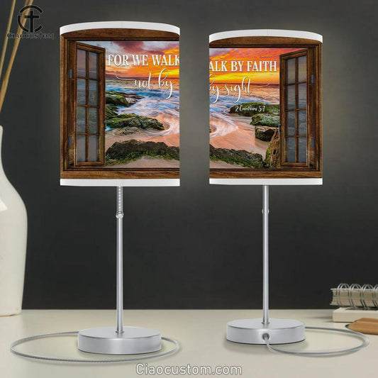 For We Walk By Faith Not By Sight Table Lamp For Bedroom - Christian Room Decor
