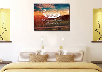 For Where Your Treasure Is There Your Heart Is Wall Art Canvas Print - Christian Canvas Wall Art