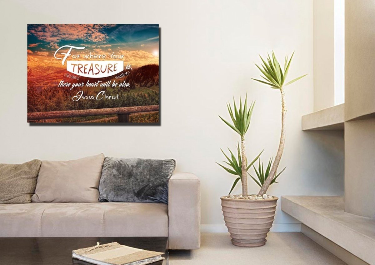 For Where Your Treasure Is There Your Heart Is Wall Art Canvas Print - Christian Canvas Wall Art