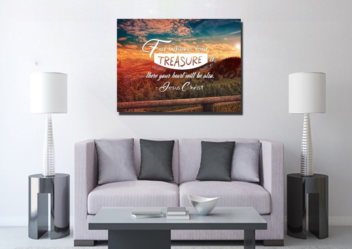 For Where Your Treasure Is There Your Heart Is Wall Art Canvas Print - Christian Canvas Wall Art