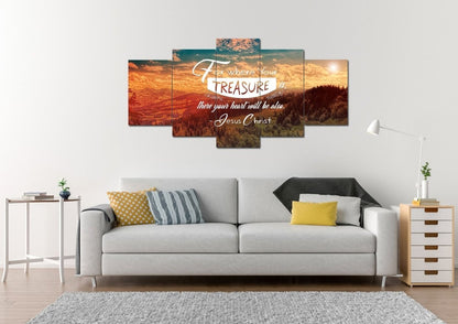 For Where Your Treasure Is There Your Heart Is Wall Art Canvas Print - Christian Canvas Wall Art