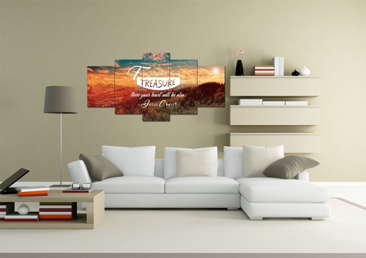 For Where Your Treasure Is There Your Heart Is Wall Art Canvas Print - Christian Canvas Wall Art