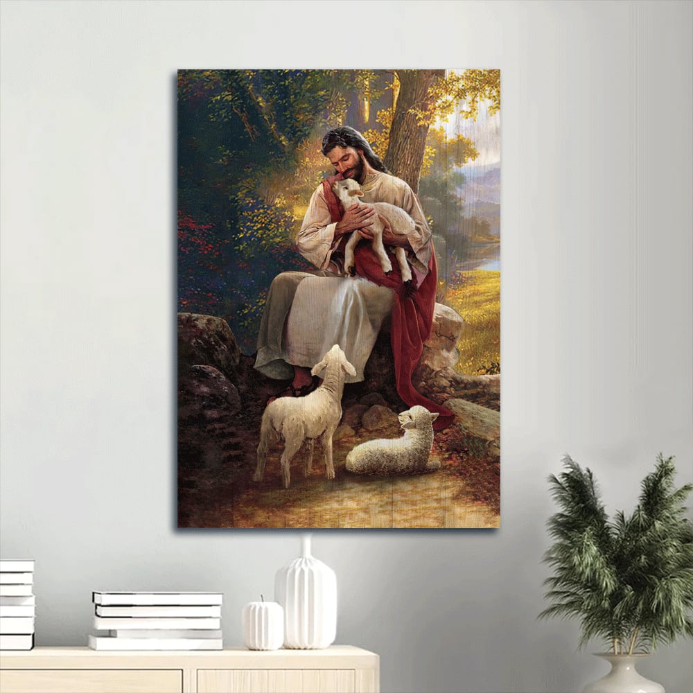 Forest Lamb Of God Jesus Painting Religious Art Lamb Painting Canvas Wall Art - Christian Gift
