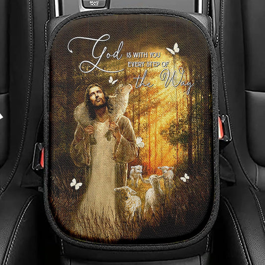 Forest The Life Of Jesus Animal Of God God Is With You Every Step Of The Way Seat Box Cover, Christian Car Center Console Cover