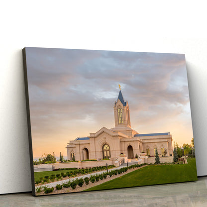 Fort Collins Temple Sunrise Canvas Wall Art - Jesus Christ Picture - Canvas Christian Wall Art