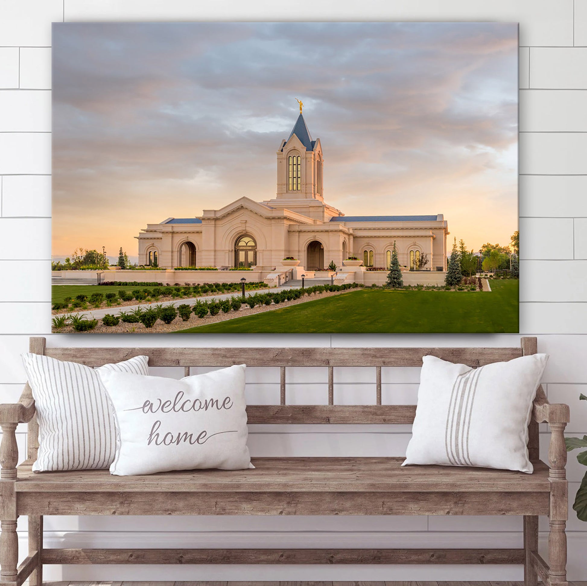 Fort Collins Temple Sunrise Canvas Wall Art - Jesus Christ Picture - Canvas Christian Wall Art