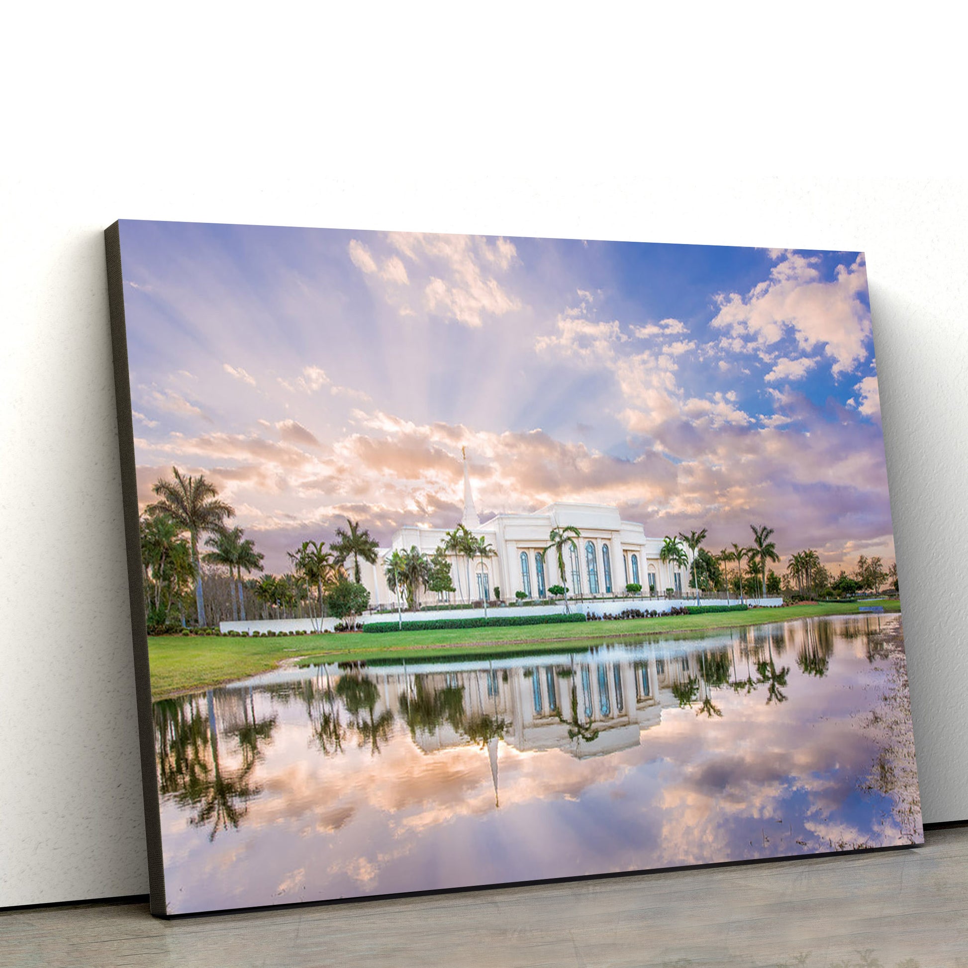 Fort Lauderdale Florida Temple Rays Of Light Canvas Wall Art - Jesus Christ Picture - Canvas Christian Wall Art