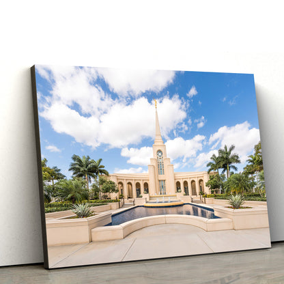 Fort Lauderdale Florida Temple Reflection Pool Canvas Wall Art - Jesus Christ Picture - Canvas Christian Wall Art