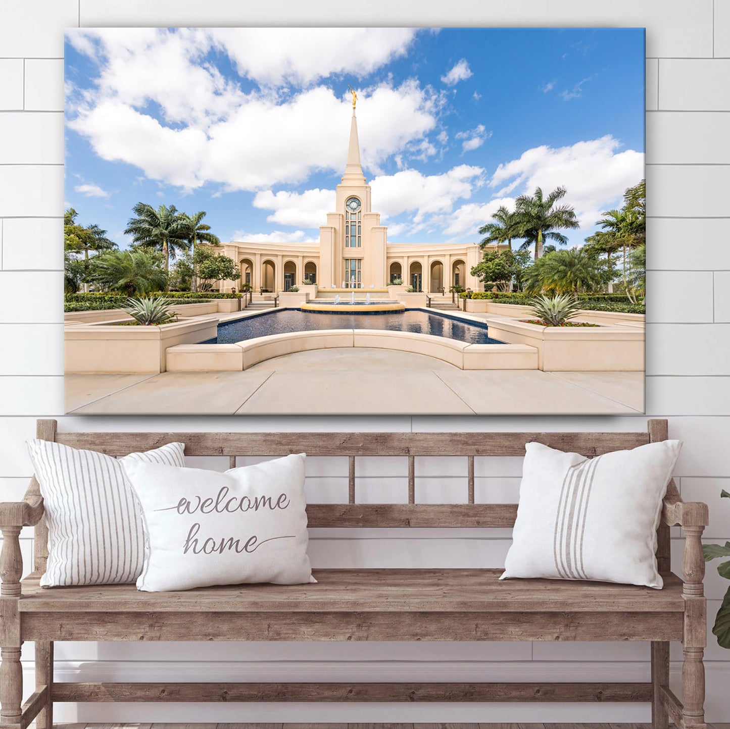 Fort Lauderdale Florida Temple Reflection Pool Canvas Wall Art - Jesus Christ Picture - Canvas Christian Wall Art