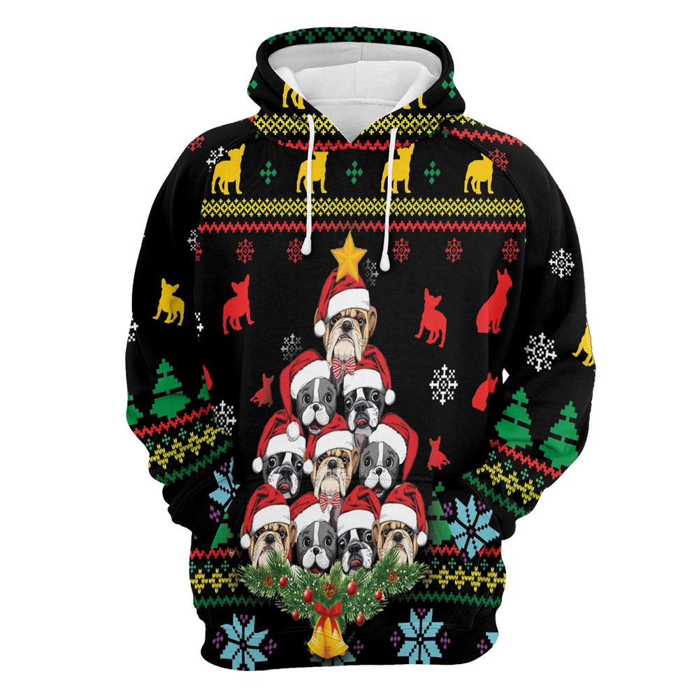 French Bulldog Christmas Tree All Over Print 3D Hoodie For Men And Women, Best Gift For Dog lovers, Best Outfit Christmas