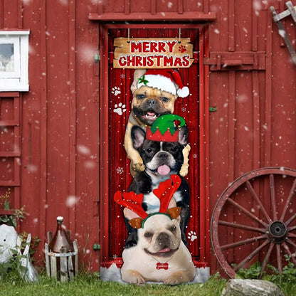 Frenchie Merry Christmas Door Cover - Christmas Outdoor Decoration