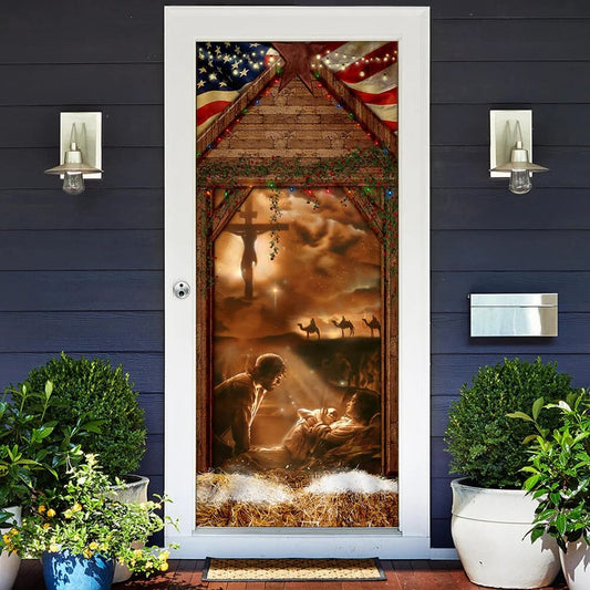 From The Manger To The Cross Door Cover - Jesus Door Cover - Christian Home Decor