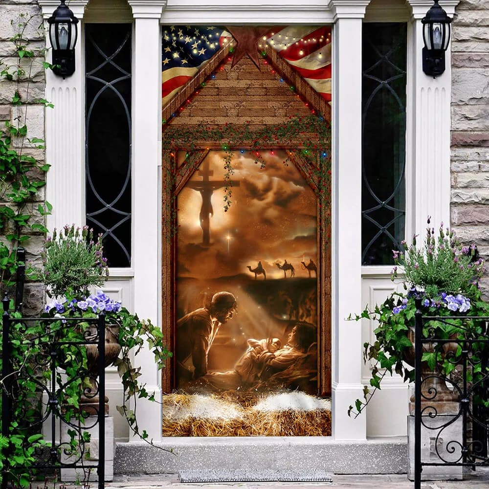 From The Manger To The Cross Door Cover - Jesus Door Cover - Christian Home Decor