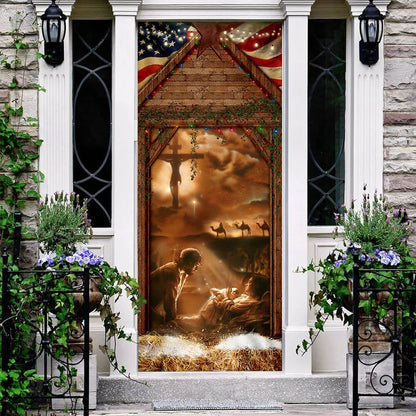 From The Manger To The Cross Door Cover - Jesus Door Cover - Christian Home Decor