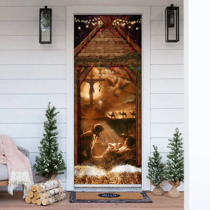 From The Manger To The Cross Door Cover - Religious Door Decorations