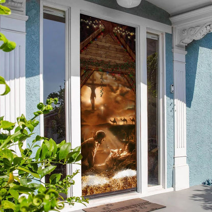 From The Manger To The Cross Door Cover - Religious Door Decorations