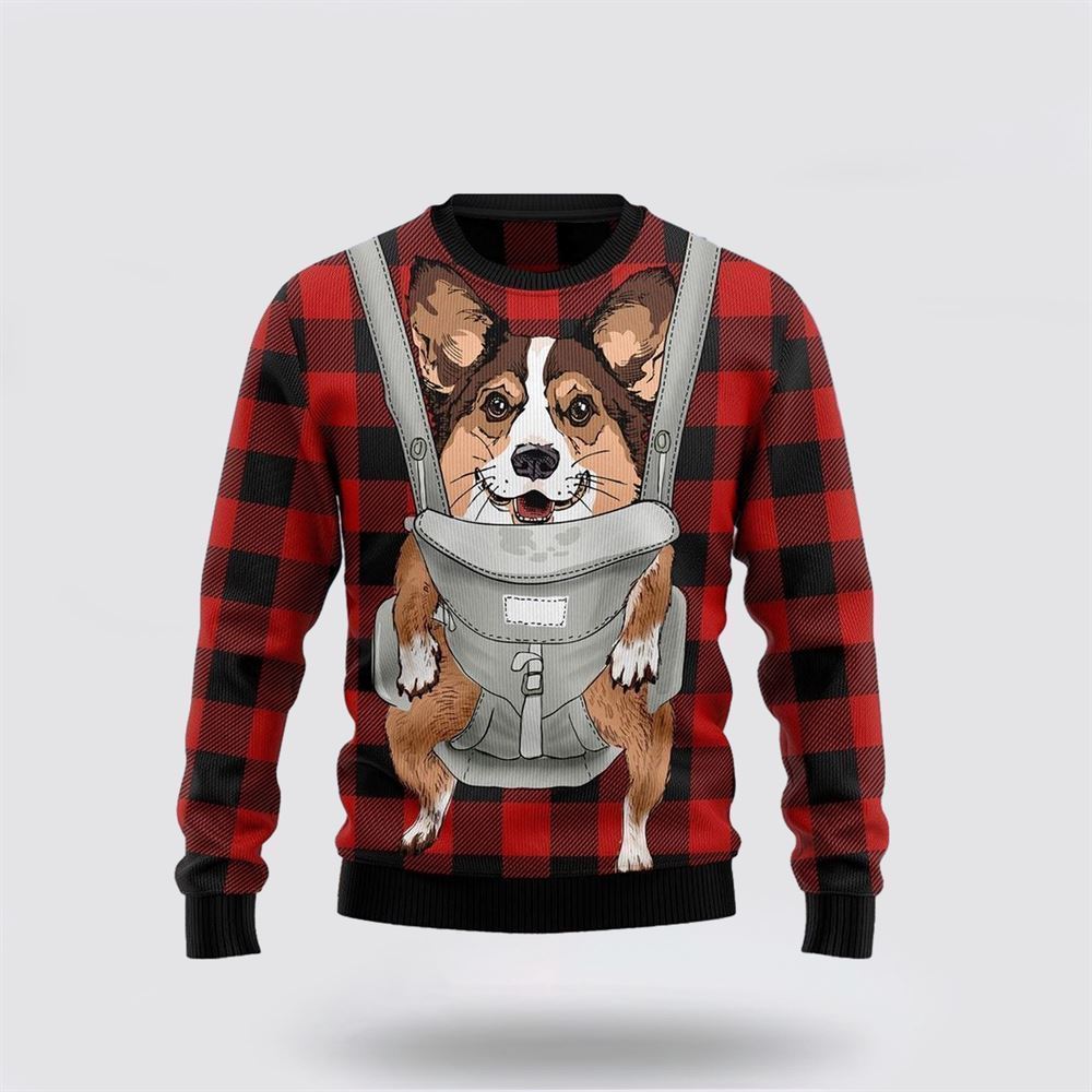 Front Carrier Dog Pembroke Welsh Corgi Ugly Christmas Sweater For Men And Women, Gift For Christmas, Best Winter Christmas Outfit