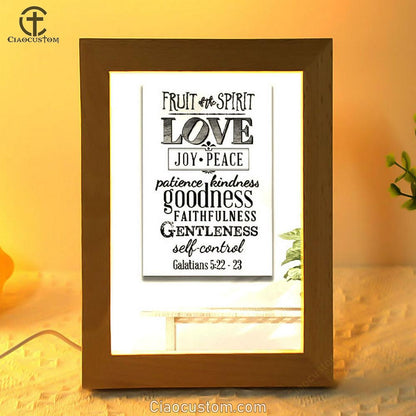 Fruit Of The Spirit Bible Verse Christian Frame Lamp Prints - Bible Verse Wooden Lamp - Scripture Night Light