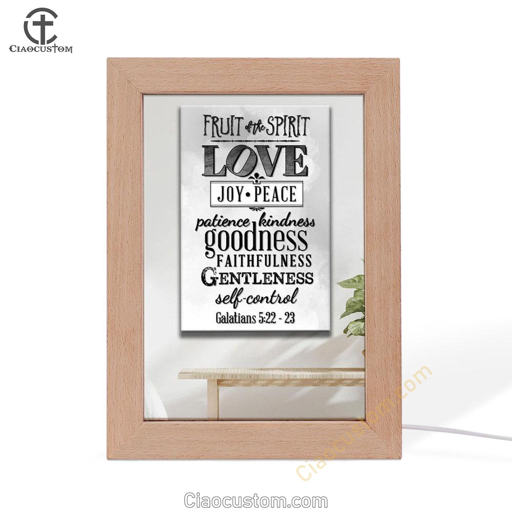 Fruit Of The Spirit Bible Verse Christian Frame Lamp Prints - Bible Verse Wooden Lamp - Scripture Night Light