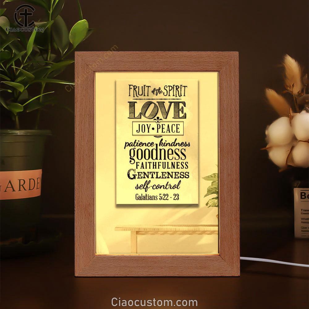 Fruit Of The Spirit Bible Verse Christian Frame Lamp Prints - Bible Verse Wooden Lamp - Scripture Night Light