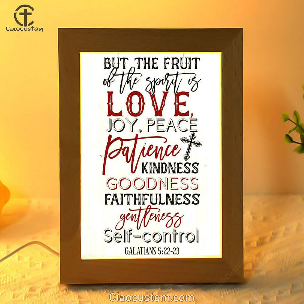 Fruit Of The Spirit Modern Farmhouse Style Frame Lamp Prints - Bible Verse Wooden Lamp - Scripture Night Light