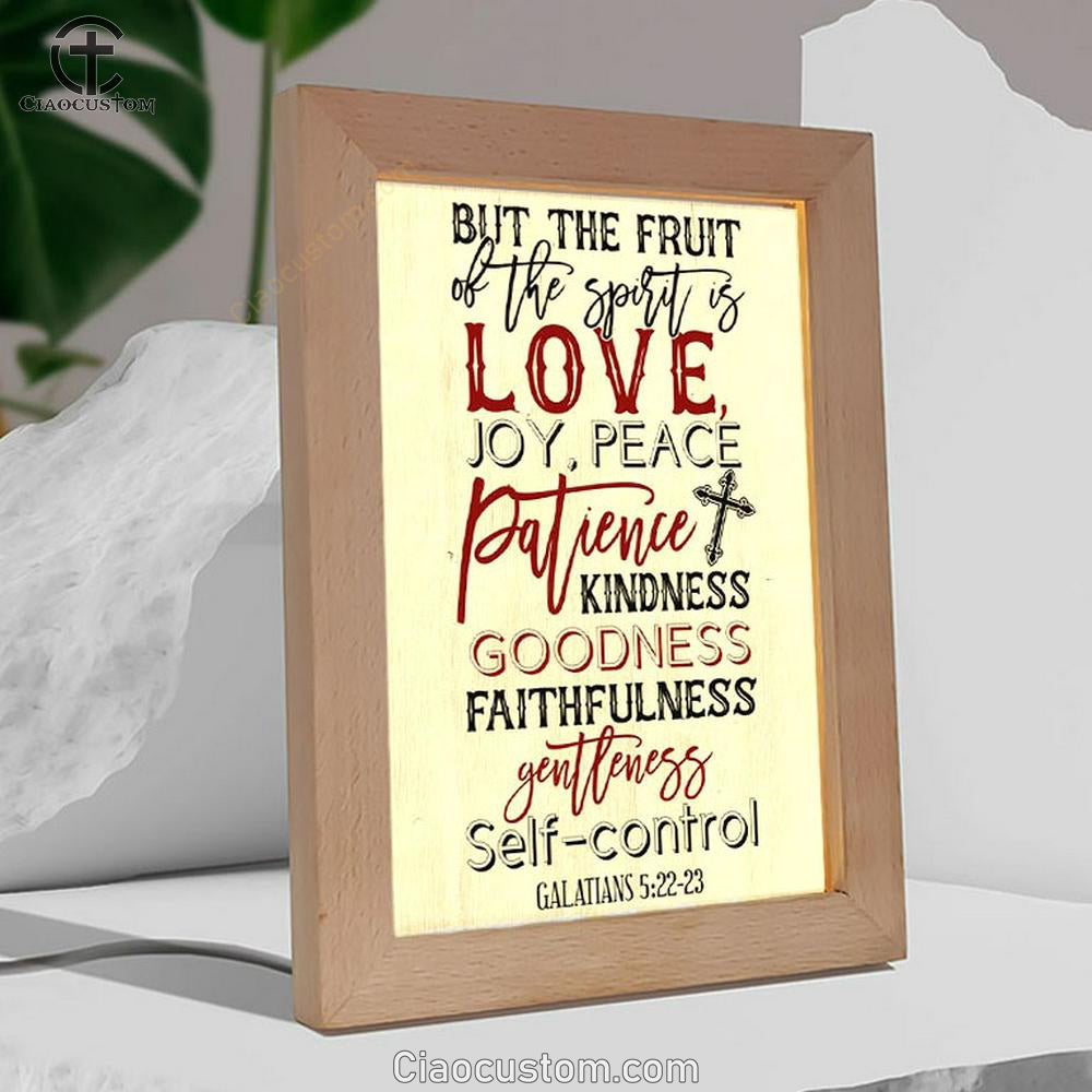 Fruit Of The Spirit Modern Farmhouse Style Frame Lamp Prints - Bible Verse Wooden Lamp - Scripture Night Light