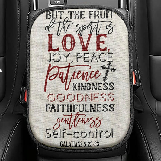 Fruit Of The Spirit Modern Farmhouse Style Seat Box Cover, Bible Verse Car Center Console Cover, Scripture Car Interior Accessories