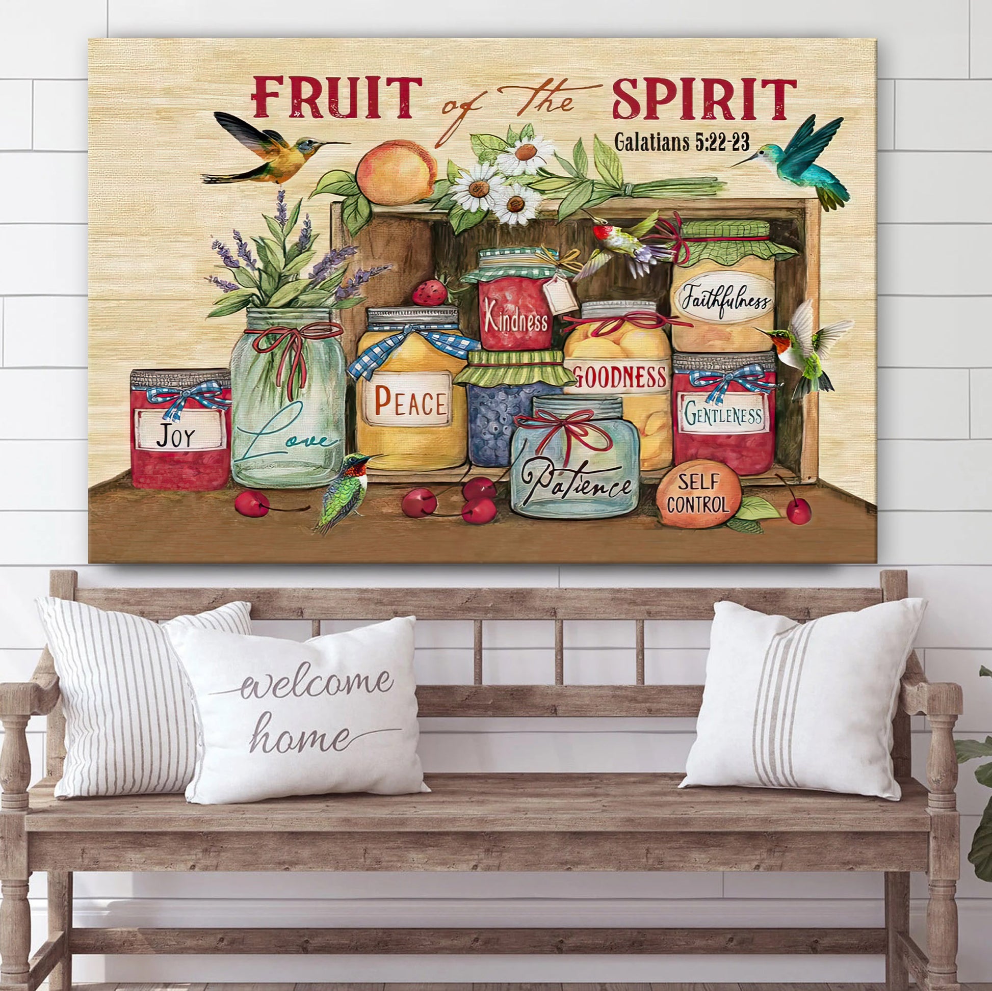 Fruit Of The Spirit Wall Art - Galatians 5 22-23 Hanging Canvas
