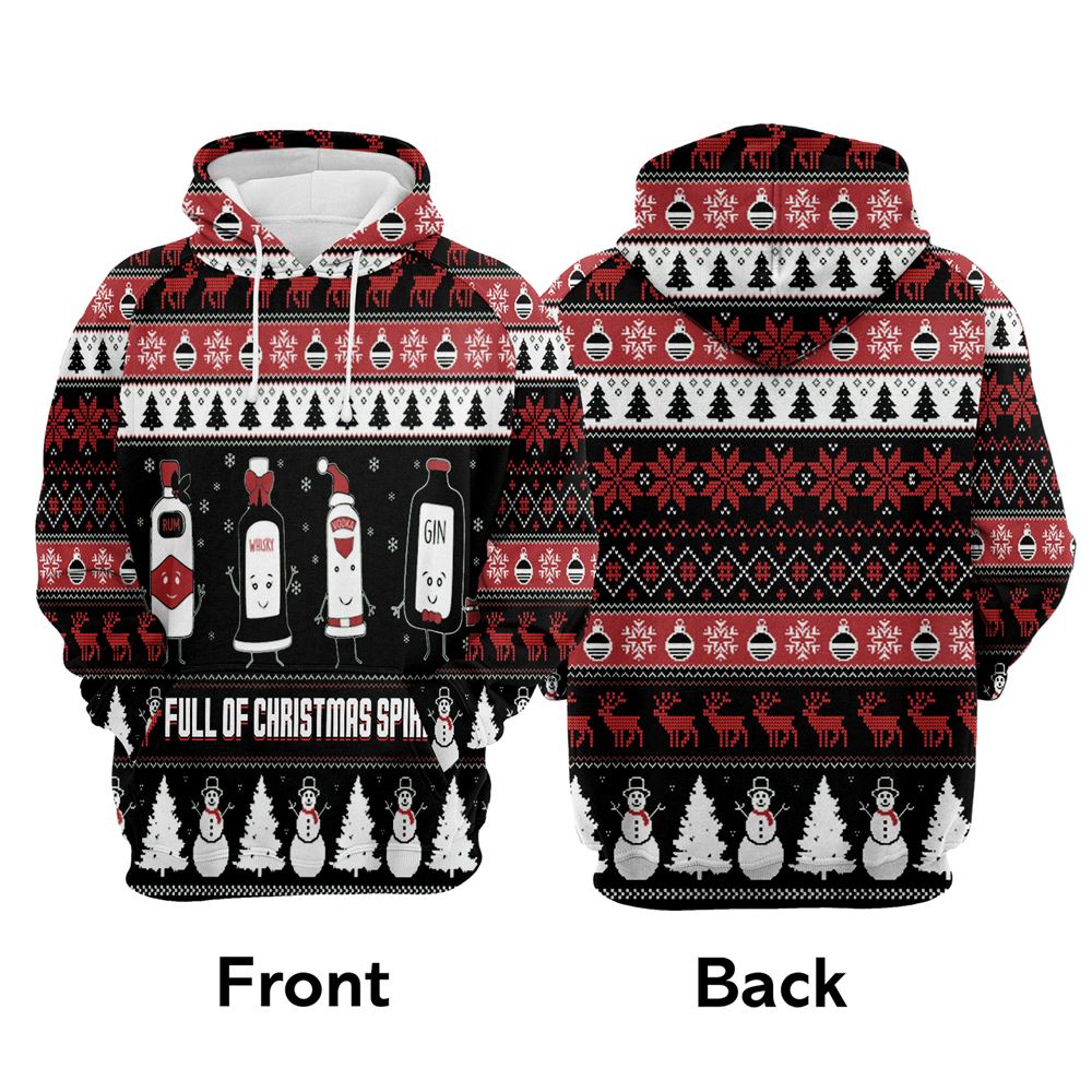 Full Of Christmas Spirits All Over Print 3D Hoodie For Men And Women, Best Gift For Dog lovers, Best Outfit Christmas
