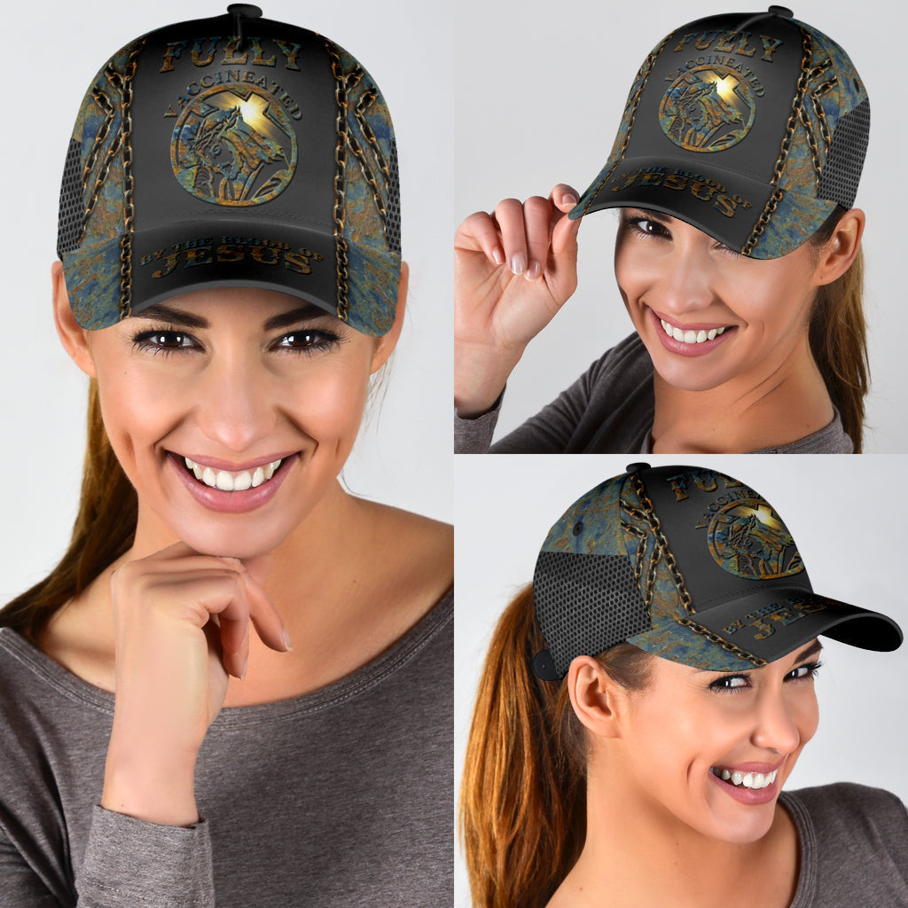 Fully Vaccinated By The Blood Of Jesus Classic Cap - Jesus All Over Print Baseball Cap Hat