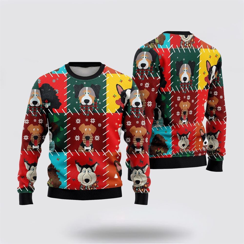 Funny Cartoon Dog Face Ugly Christmas Sweater For Men And Women, Gift For Christmas, Best Winter Christmas Outfit